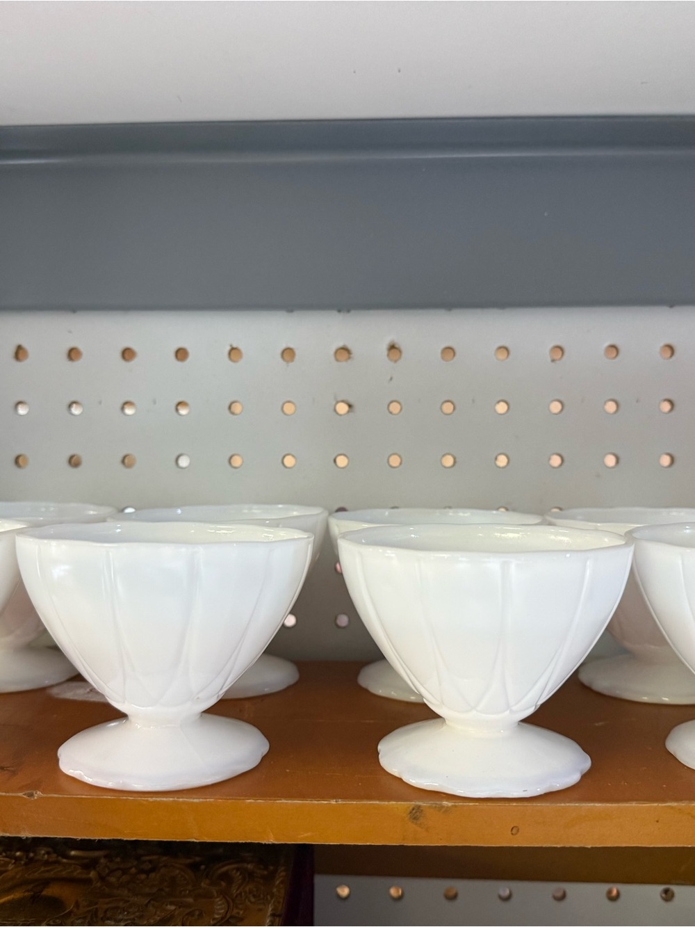 White Milk Glass Dessert Cups - Set of Footed Bowls 8